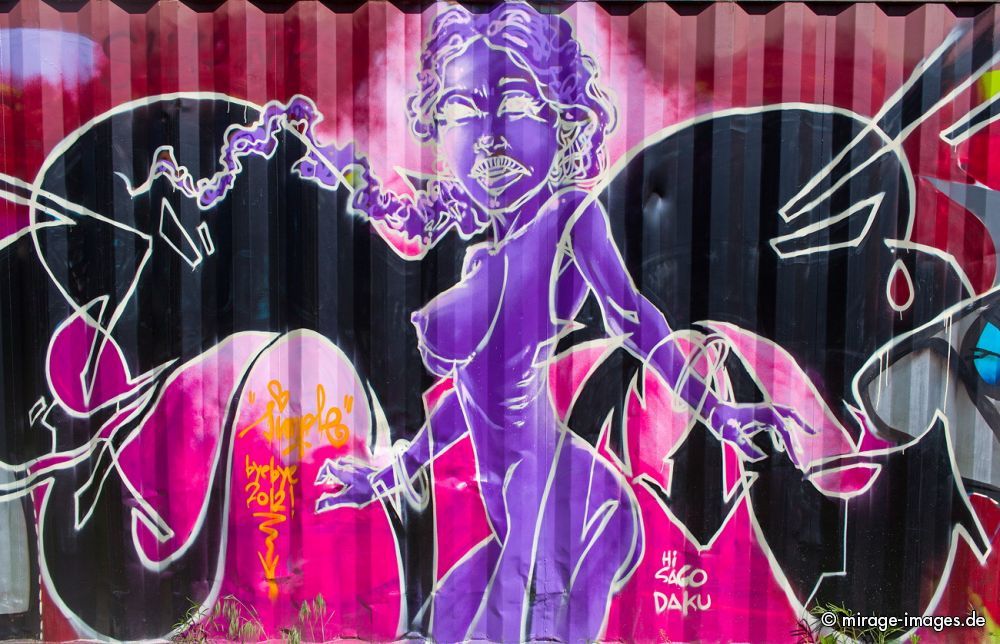 Man´s dream
Hamburg
Schlüsselwörter: urban, Lebensgefühl, Jugend, Code, Wandmalerei, Murals, Märchen, Stadt, nackt, girls, erotisch, Erotik, Sex, Klischee, pink, Fantasie, bunt, schrill, Kunst, farbig, wild, comic, Bilder, Zeichen, Schriften, Wand, öffentlicher Raum, anonym, illegal, Spra